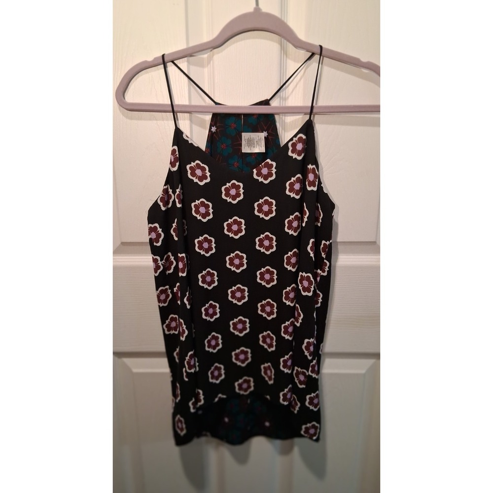 Express Barcelona Cami Tank Top Multicolored Floral Reversible V-Neck Size Small